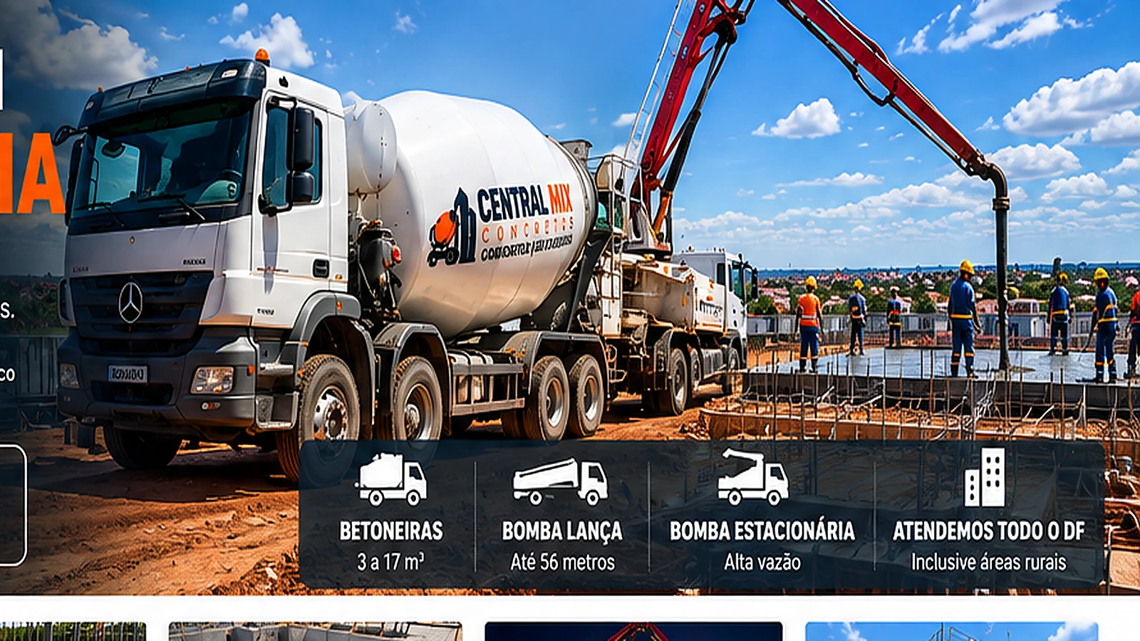 Caminhão betoneira e bombeamento de concreto em Ponte Alta do Gama, DF